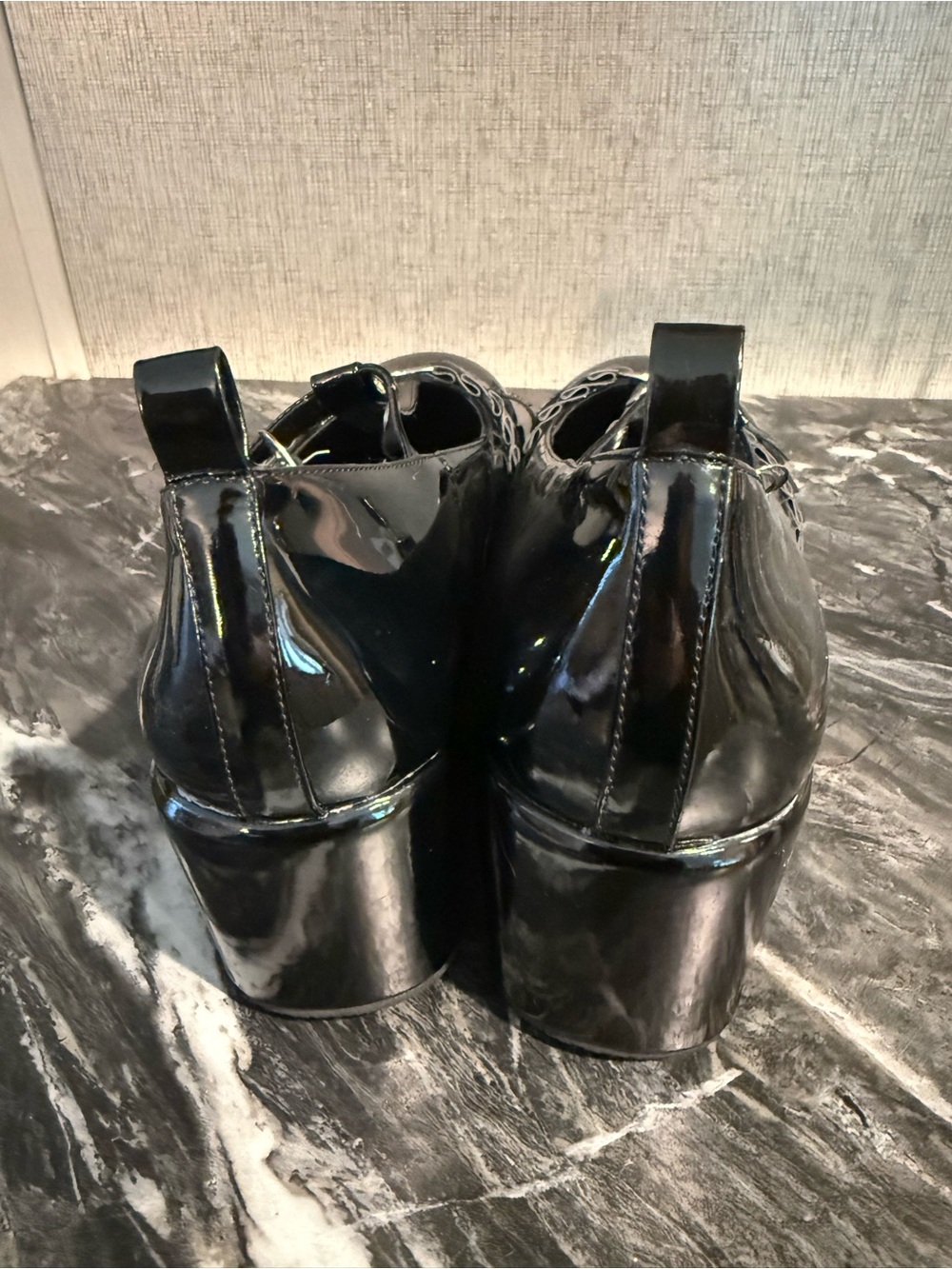 Black Patent Mary Jane Heels with Heart Accent - Picture 5 of 5